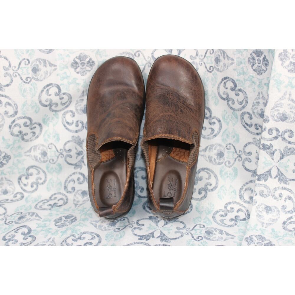 BOC Born‎ Stefana Brown Leather Wedge Clog Booties Low Cut Pull On Size 8M - Picture 5 of 8